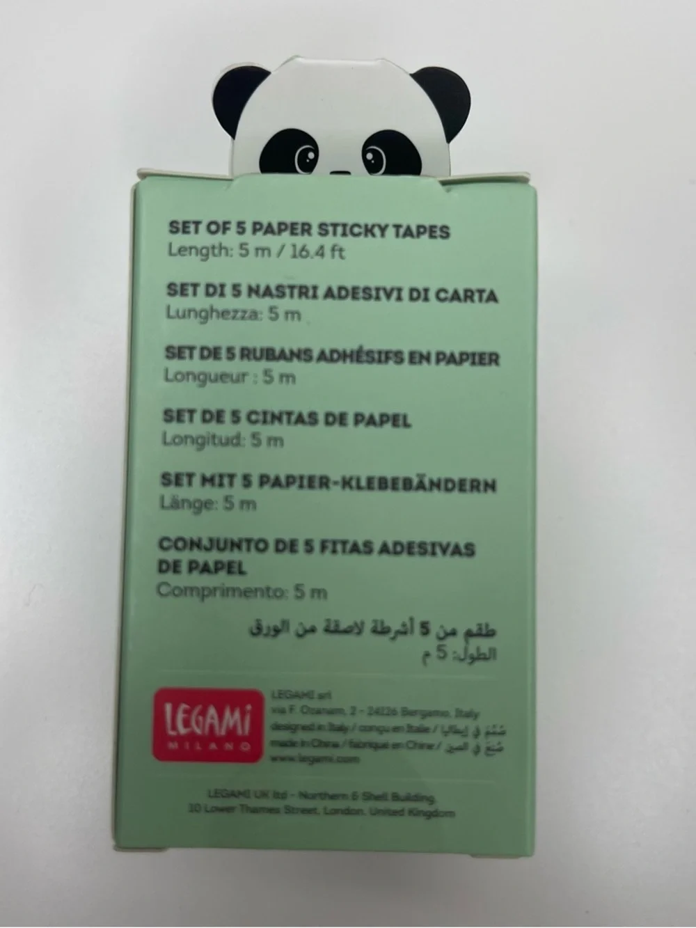 Legami Milano Panda Pencil Case, Pens, Washi Tape & Tape Cutter Set NEW